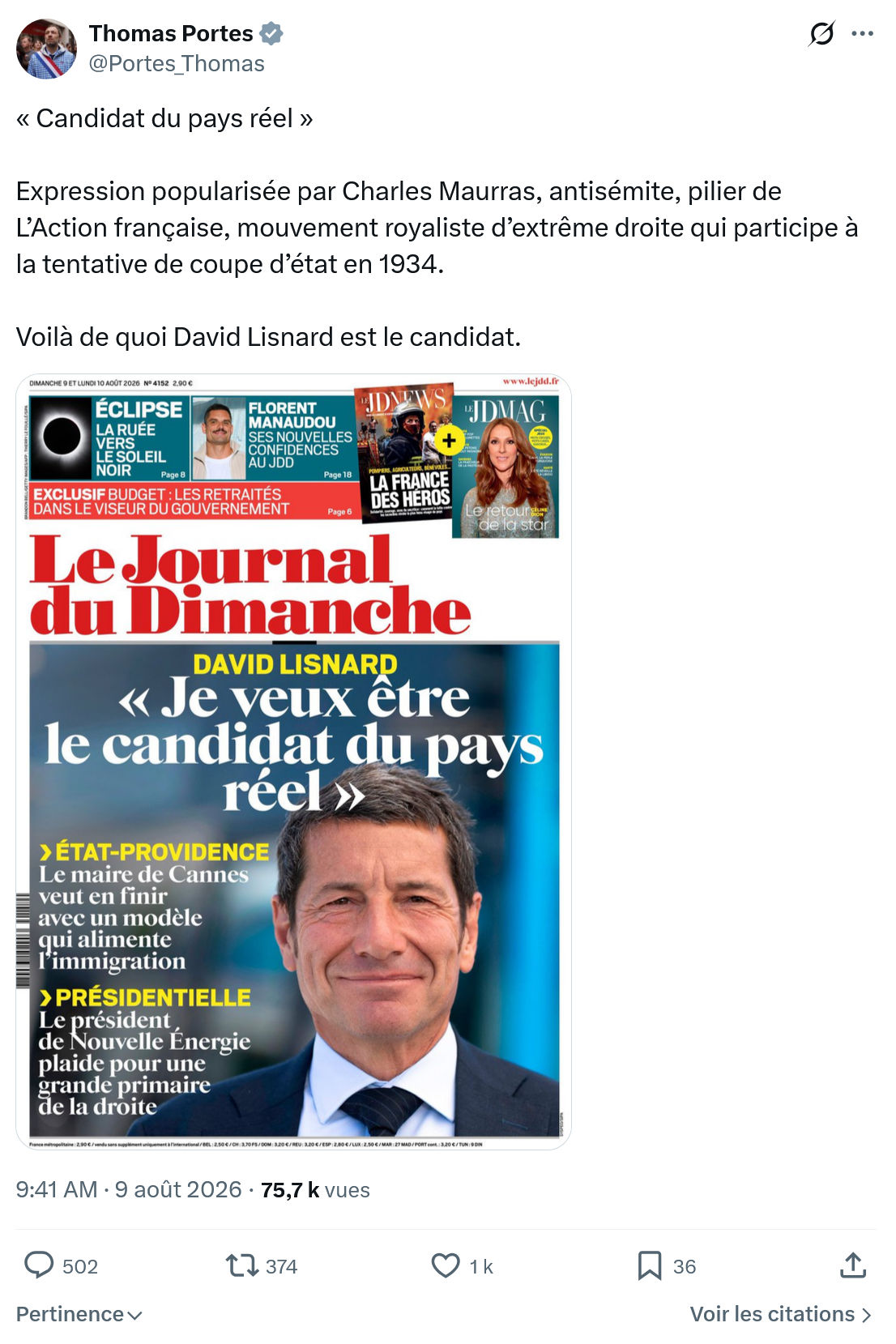 Thomas Portes: Candidat du pays réel...