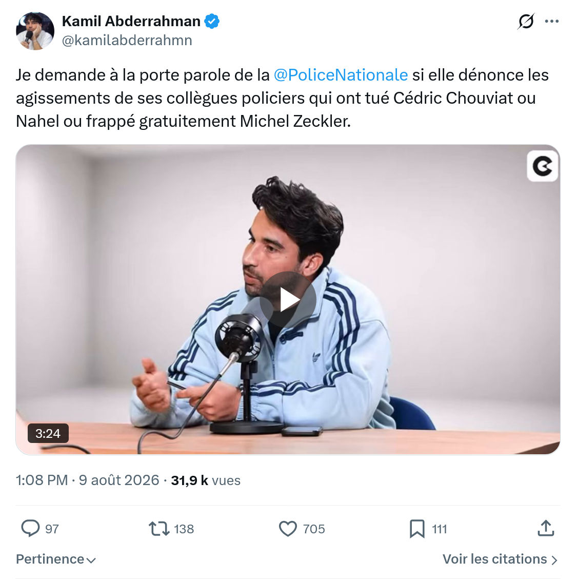 Kamil Abderrahman: Je demande à la porte parole...