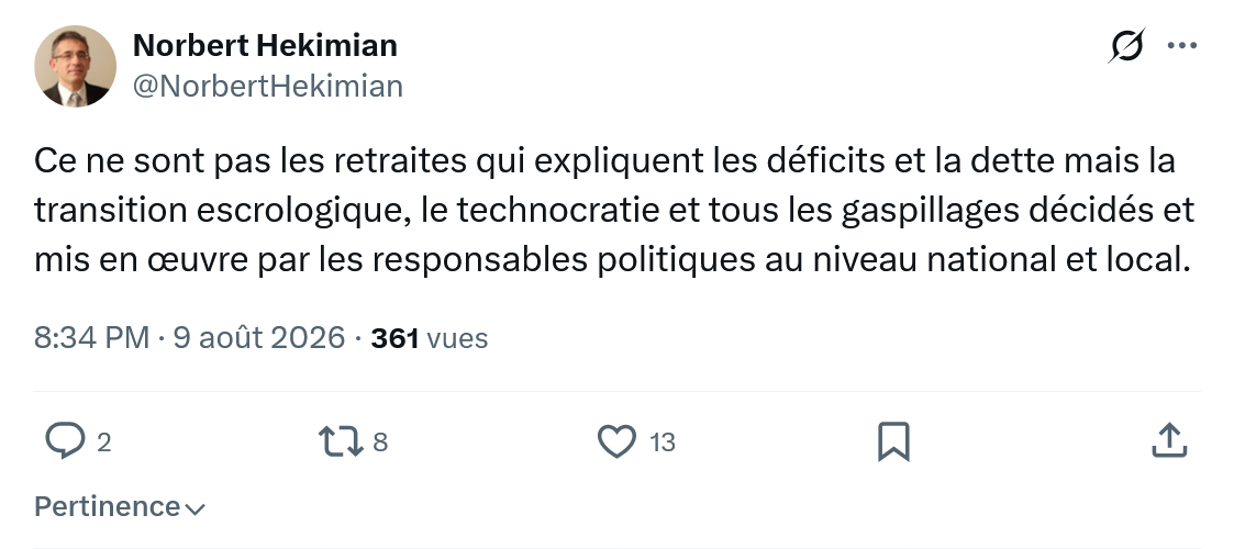 Norbert Hekimian: Ce ne sont pas les retraites...
