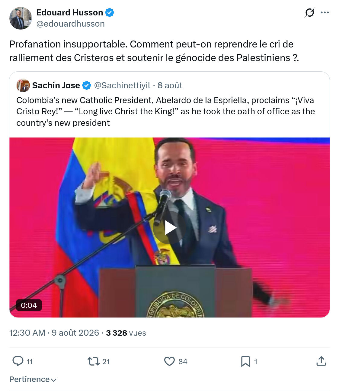 Édouard Husson: Profanation insupportable...