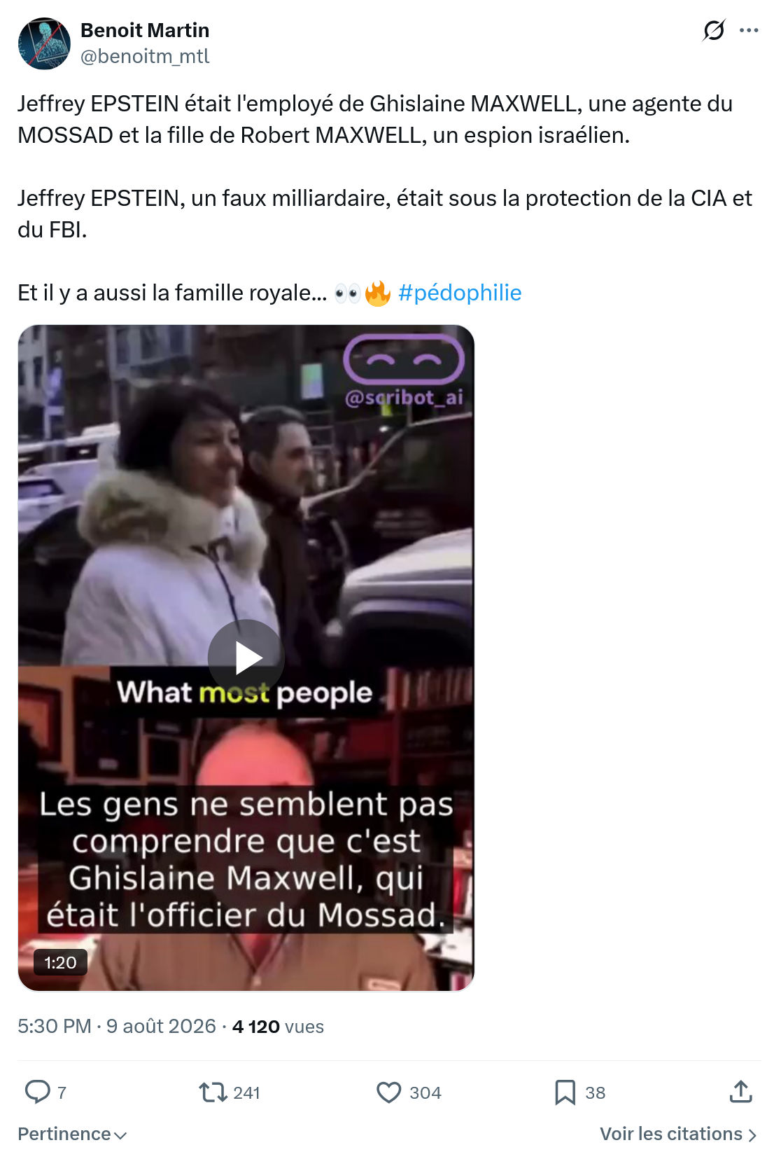 Benoît Martin: Jeffrey EPSTEIN était l'employé...