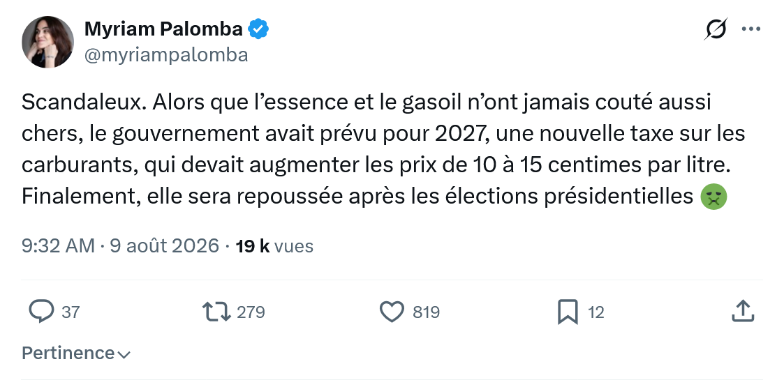 Myriam Palomba: Scandaleux. Alors que l’essence...
