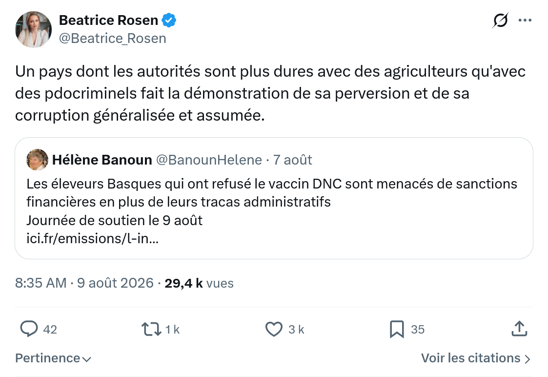 Béatrice Rosen: Un pays dont les autorités...