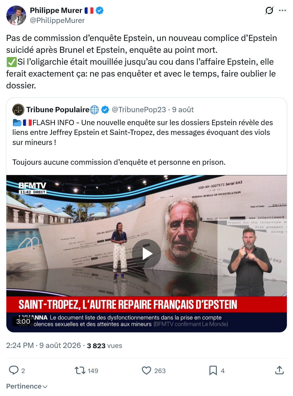 Philippe Murer: Pas de commission d’enquête Epstein...