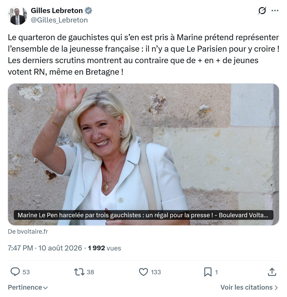Gilles Lebreton: Le quarteron de gauchistes...