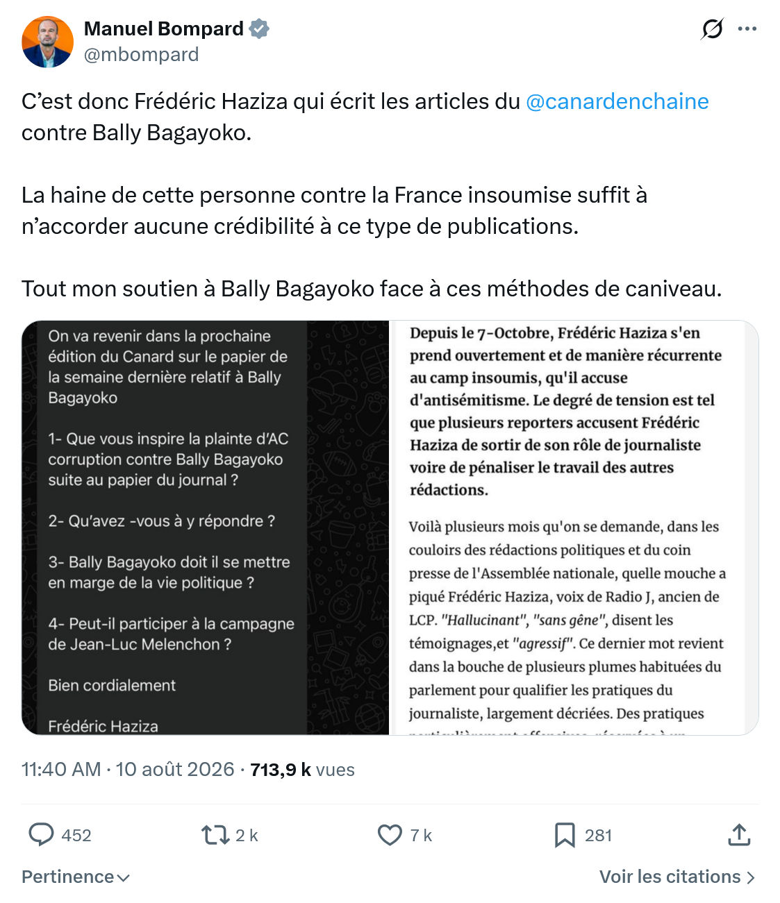 Manuel Bompard: C’est donc Frédéric Haziza...