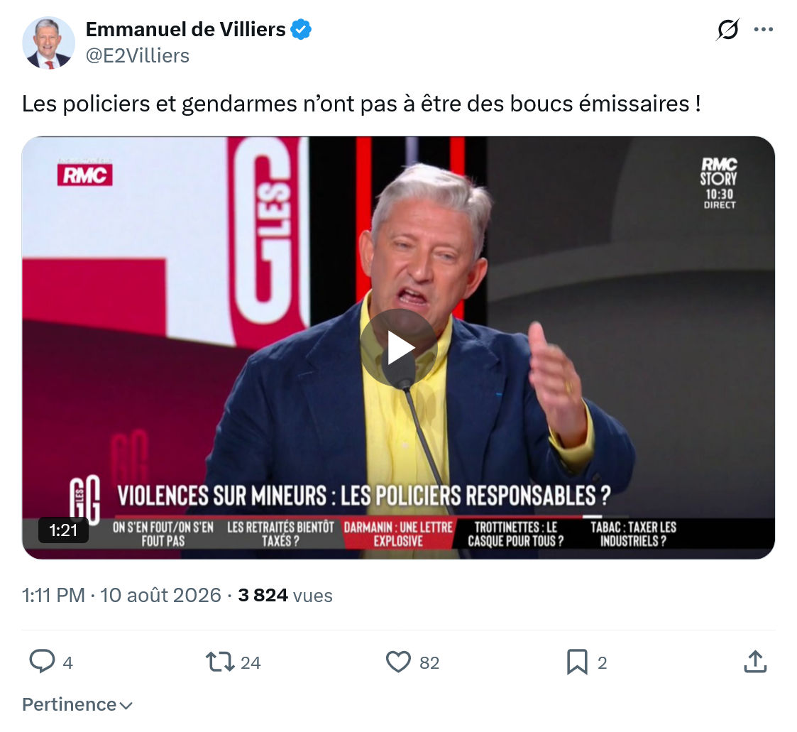 Emmanuel de Villiers: Les policiers et gendarmes...