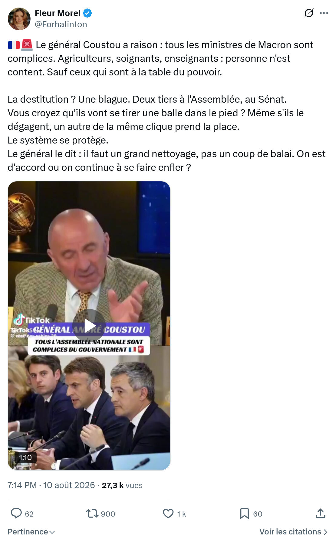 Fleur Morel:  Le général Coustou a raison...