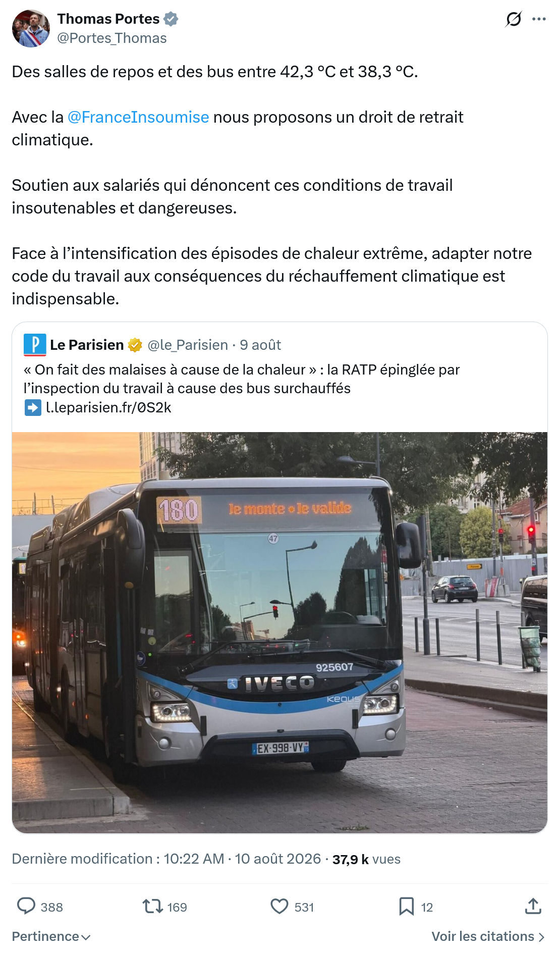 Thomas Portes: Des salles de repos et des bus entre...