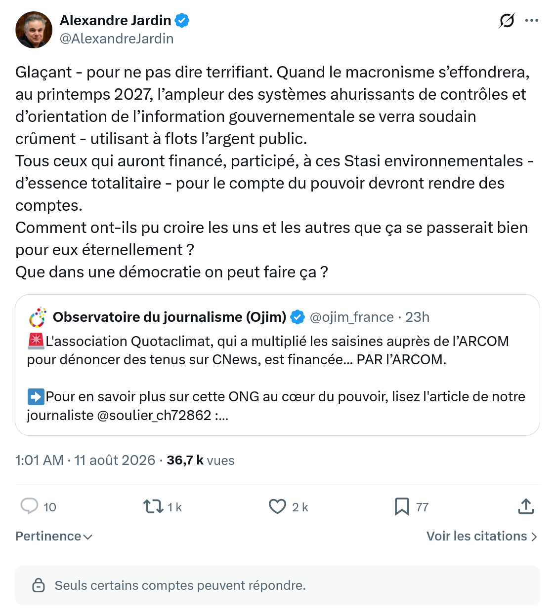 Alexandre Jardin: Glaçant - pour ne pas dire terrifiant...