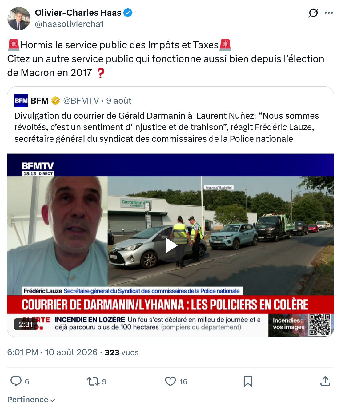 Olivier-Charles Haas: Hormis le service public des Impôts et Taxes...
