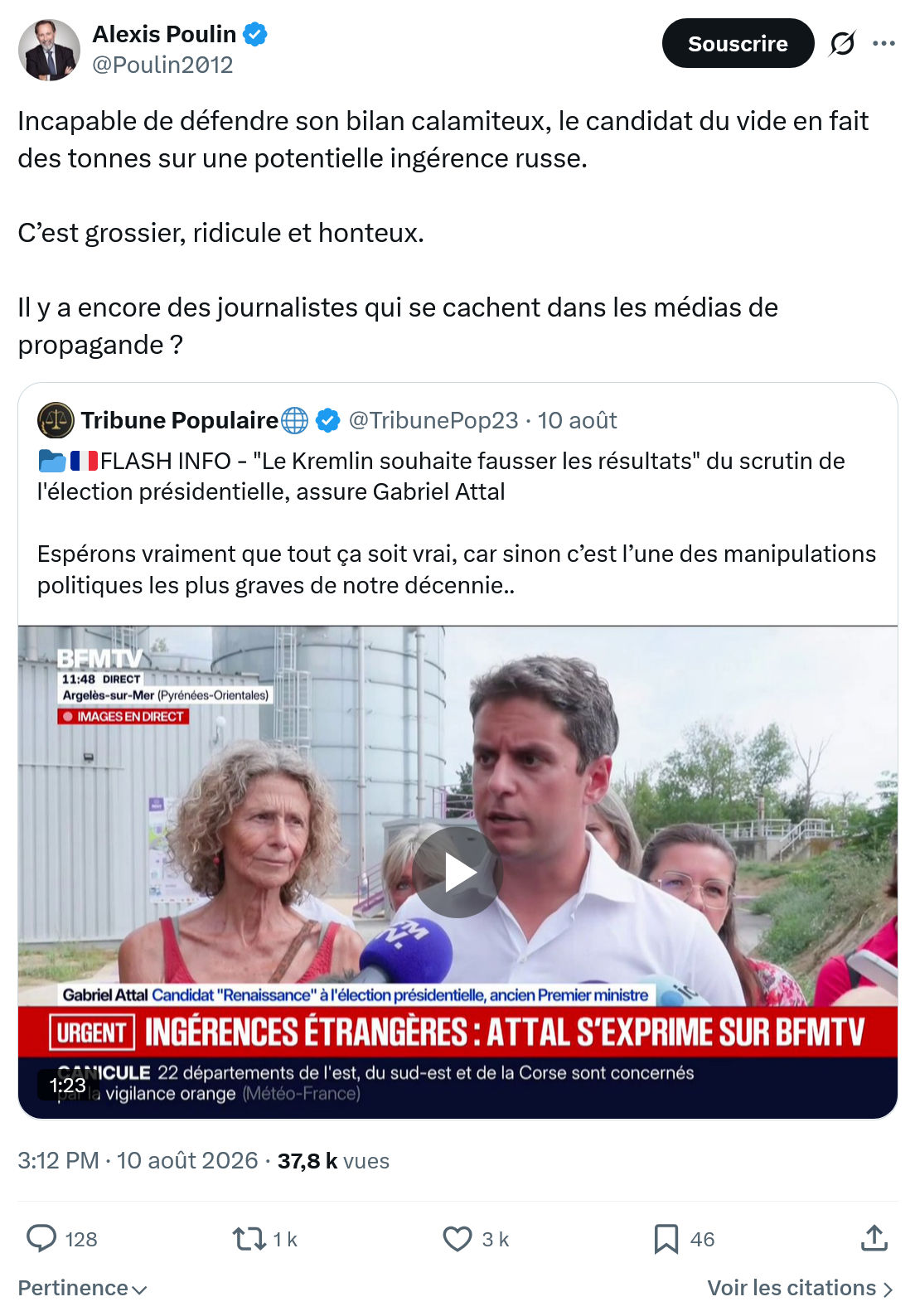 Alexis Poulin: Incapable de défendre son bilan calamiteux...