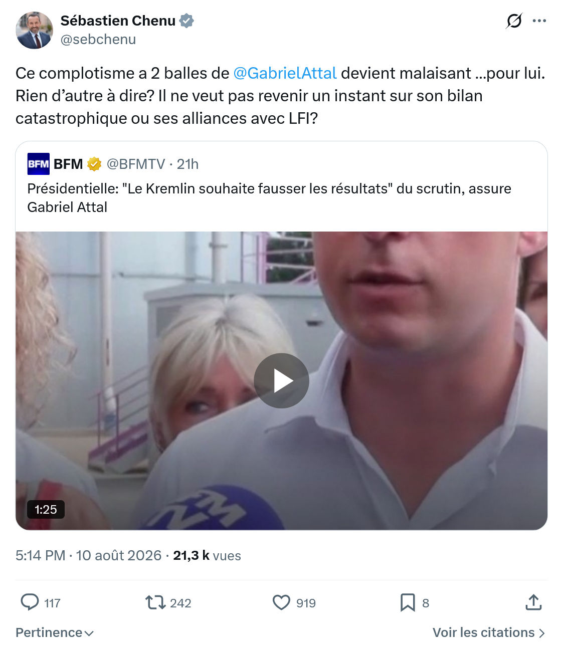 Sébastien Chenu: Ce complotisme a 2 balles de...