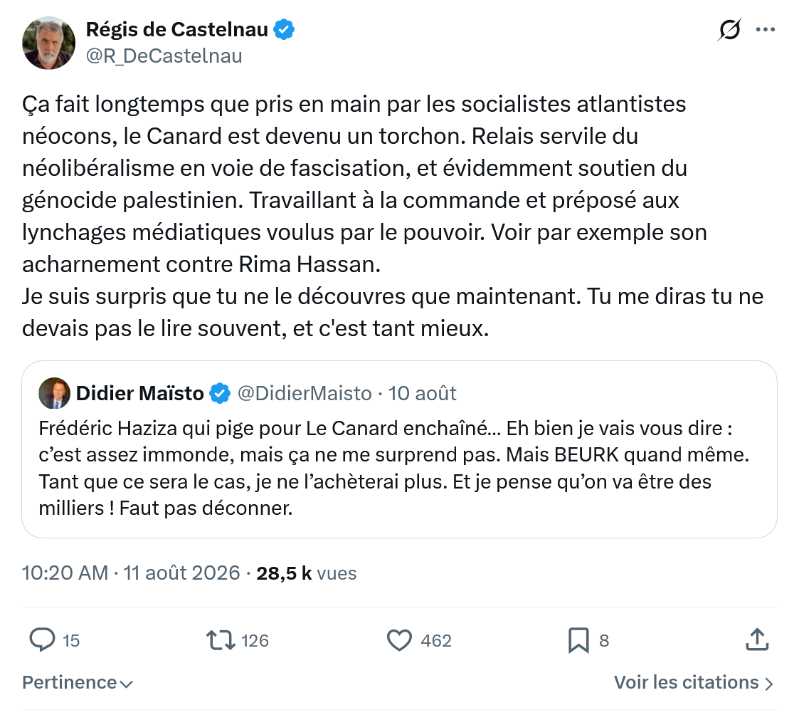 Régis de Castelnau: Ça fait longtemps que pris...