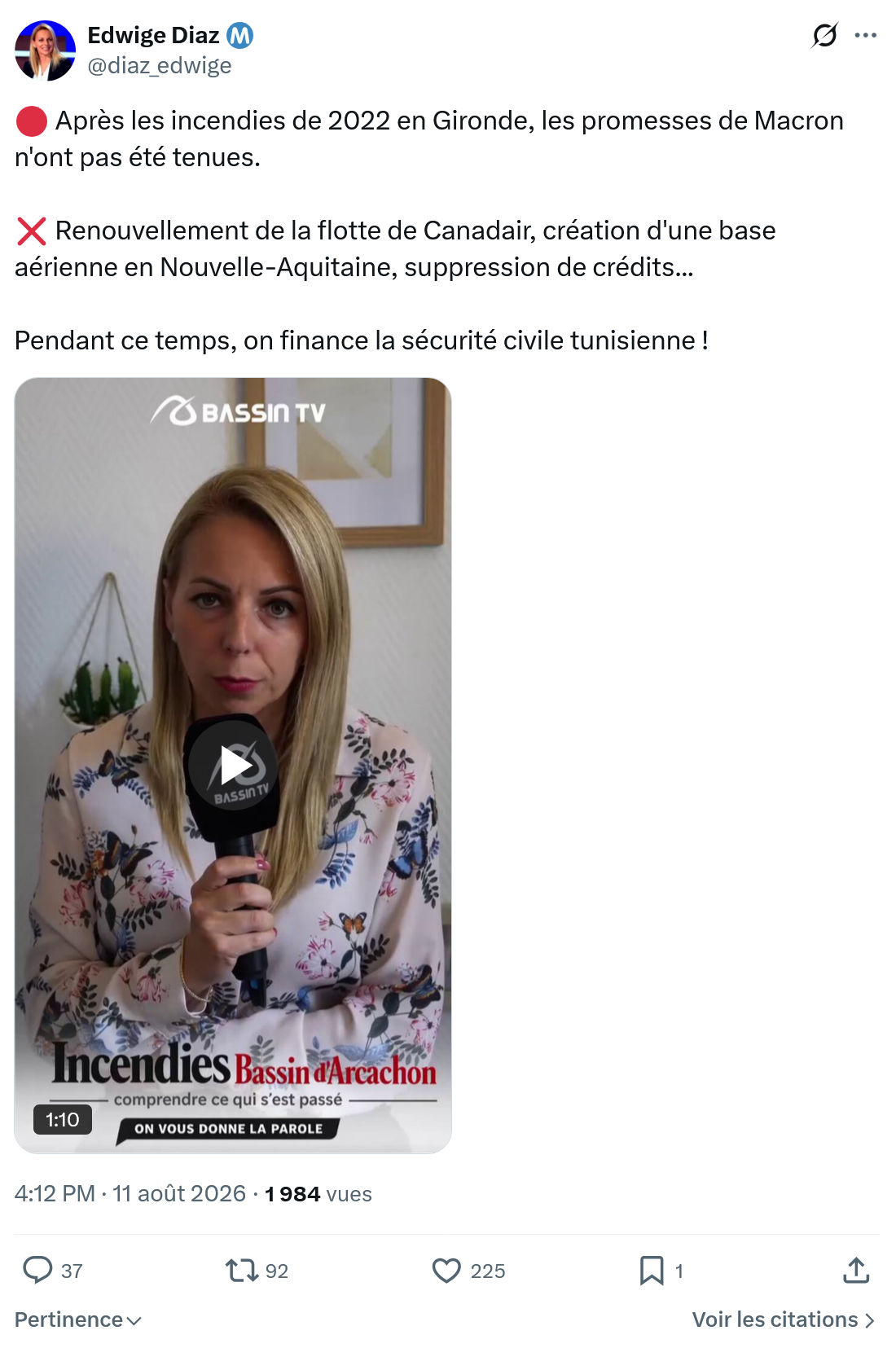 Edwige Diaz: Après les incendies de 2022...
