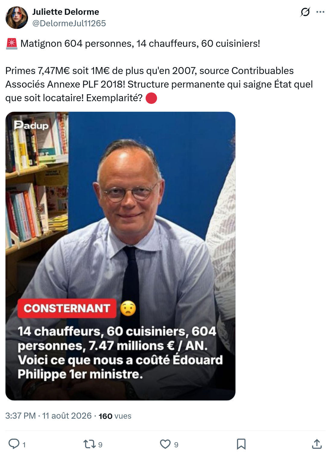 Juliette Delorme: Matignon 604 personnes...