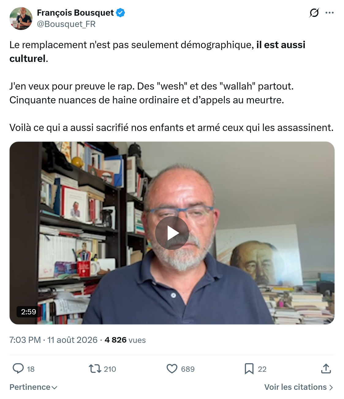 François Bousquet: Le remplacement n'est pas seulement...