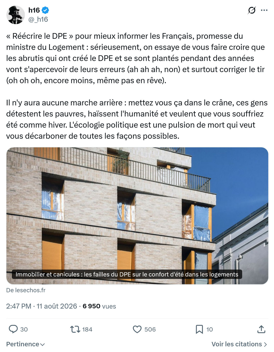 h16: Réécrire le DPE » pour mieux informer les Français...