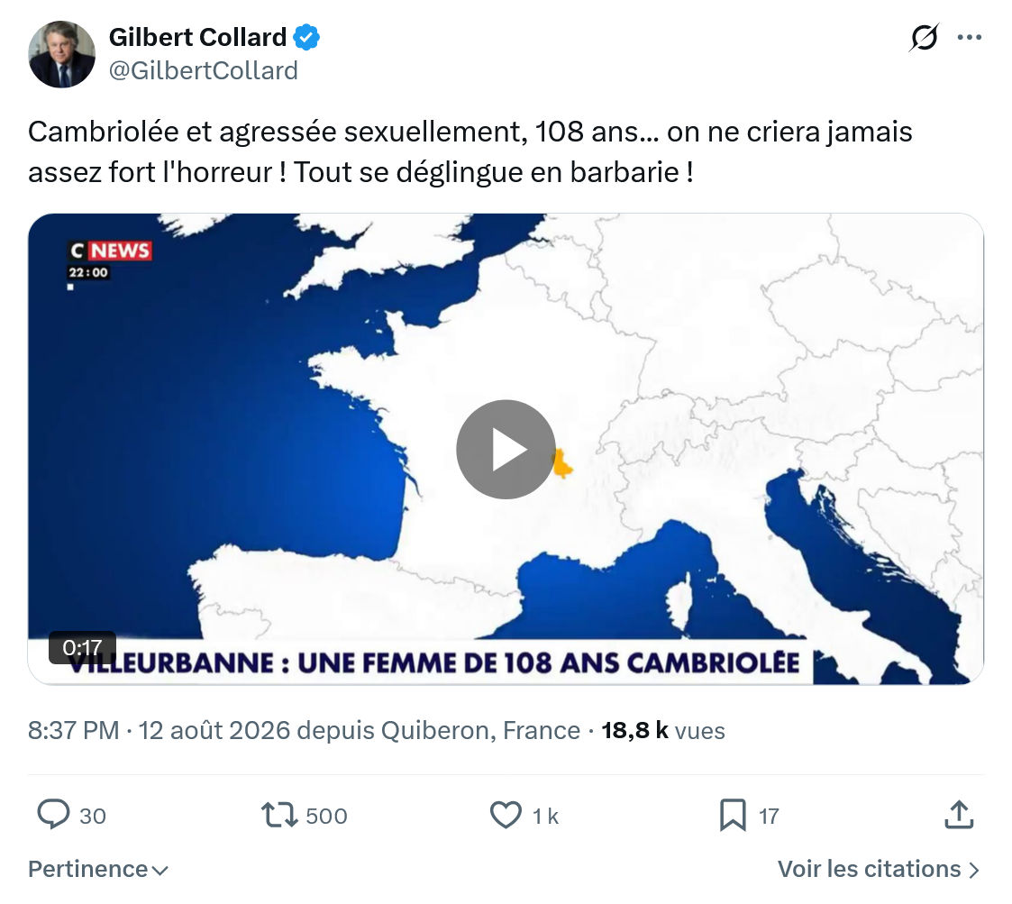 Gilbert Collard: Cambriolée et agressée sexuellement...