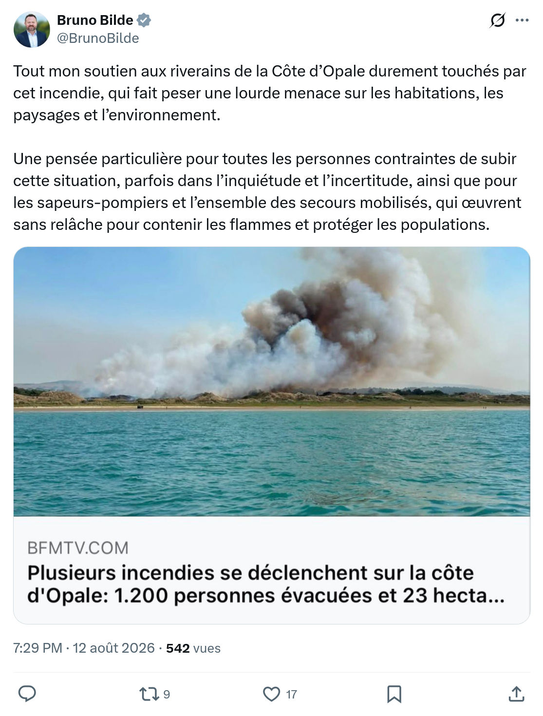 Bruno Bilde: Tout mon soutien aux riverains...