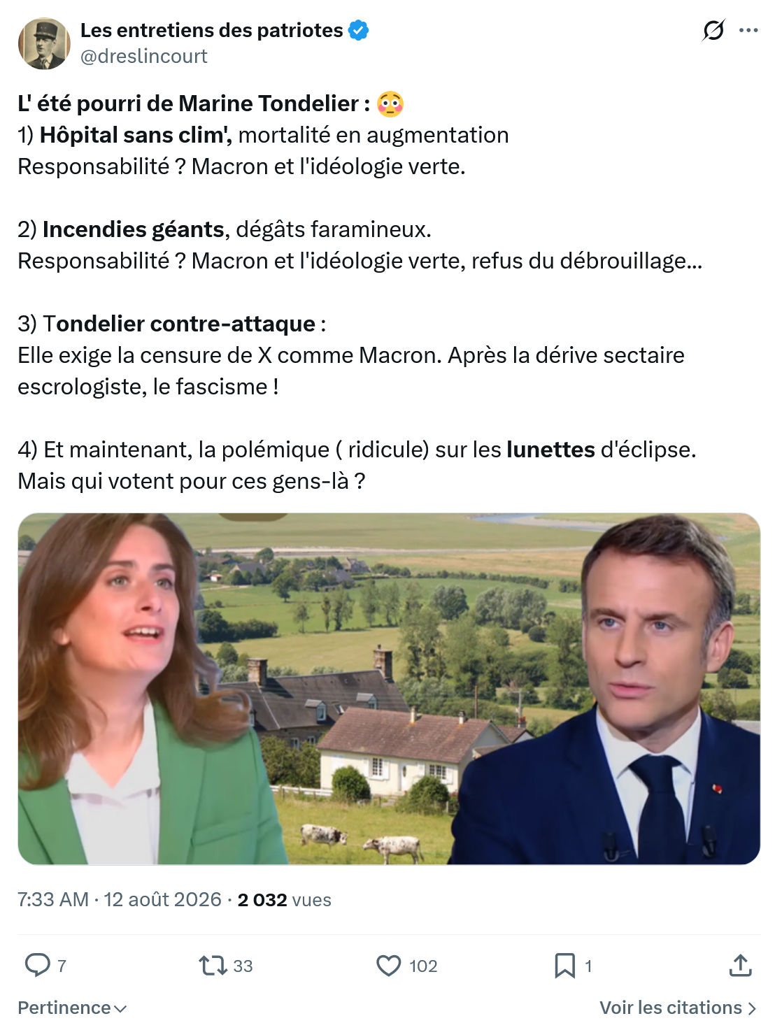 Marquis de Dreslincourt: L' été pourri de Marine Tondelier...