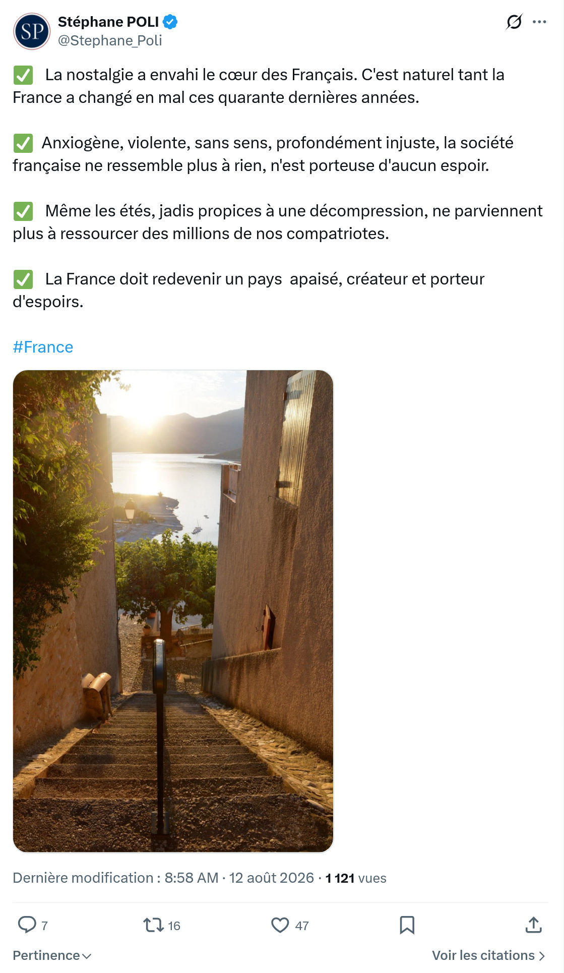 Stephane Poli: La nostalgie a envahi le cœur des Français...