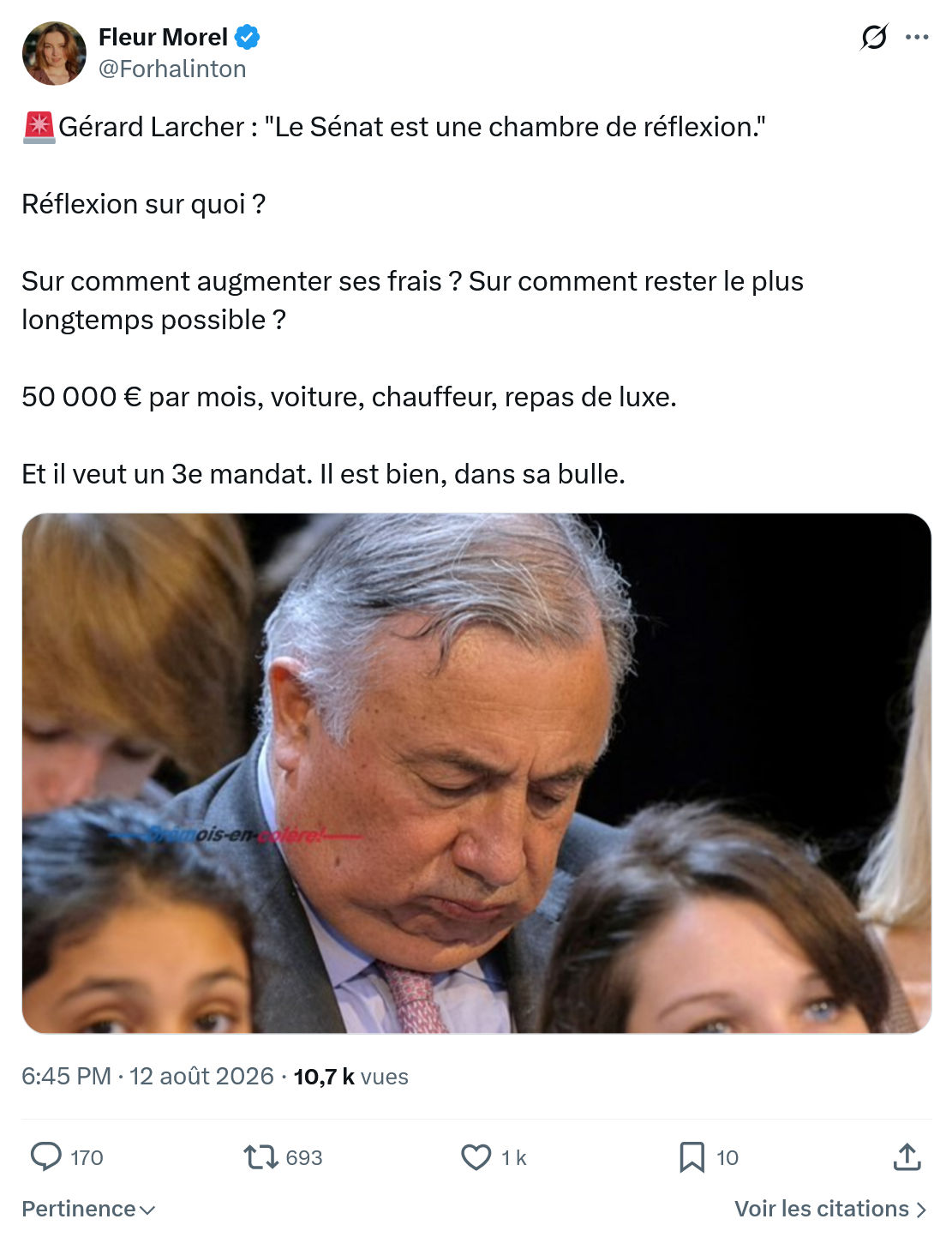 Fleur Morel: Gérard Larcher : "Le Sénat est une chambre...