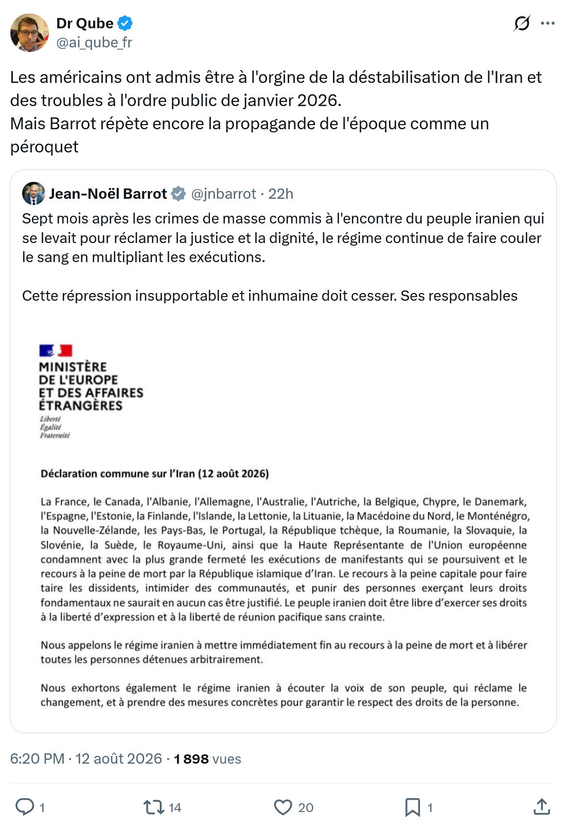 Dr Qube: Les américains ont admis être à l'orgine...