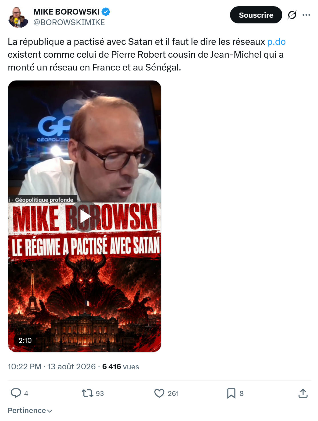 Mike Borowski: La république a pactisé avec Satan...