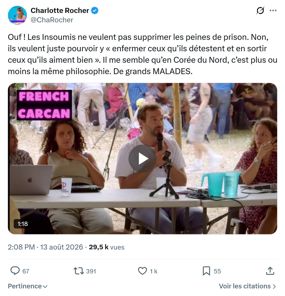 Charlotte Rocher: Ouf ! Les Insoumis ne veulent...