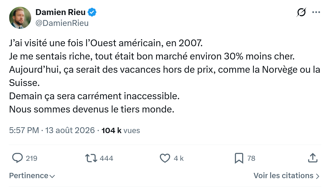 Damien Rieu: J’ai visité une fois l’Ouest...