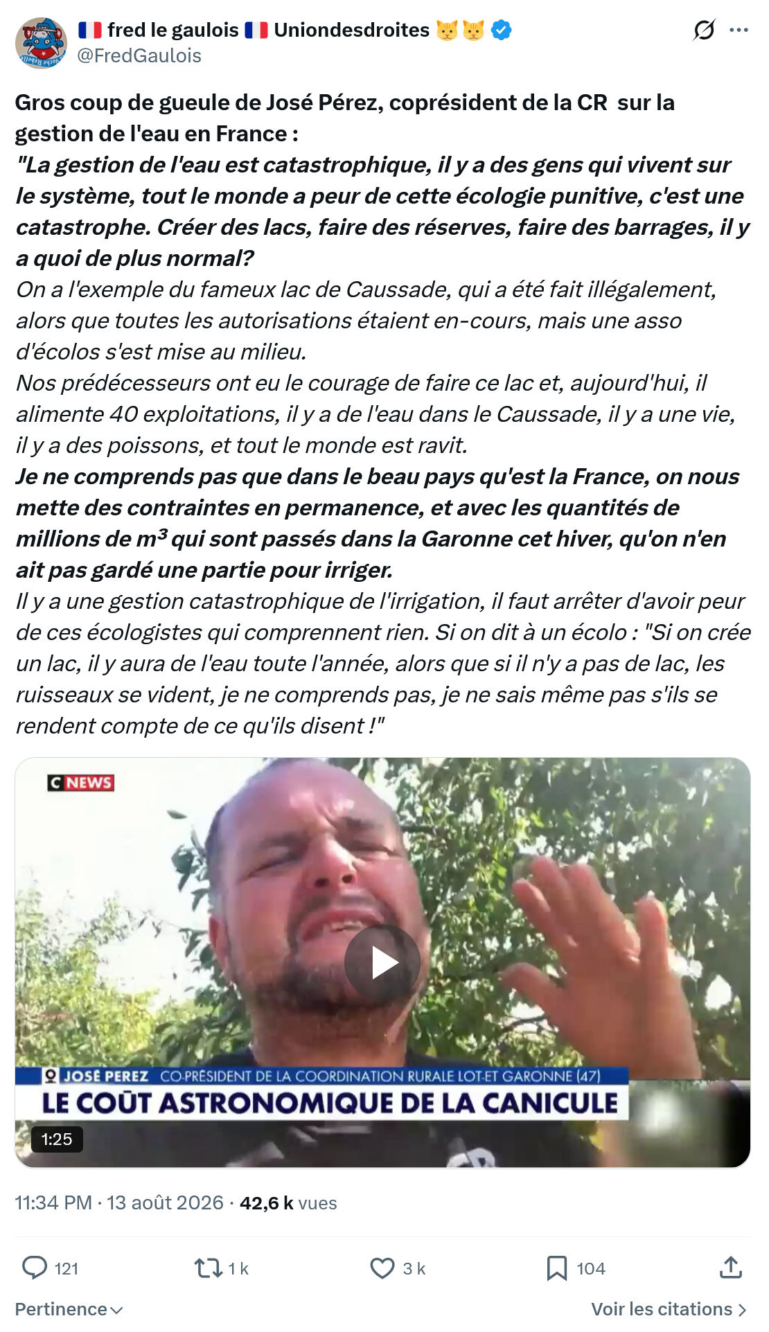 Fred le Gaulois: Gros coup de gueule de José Pérez...