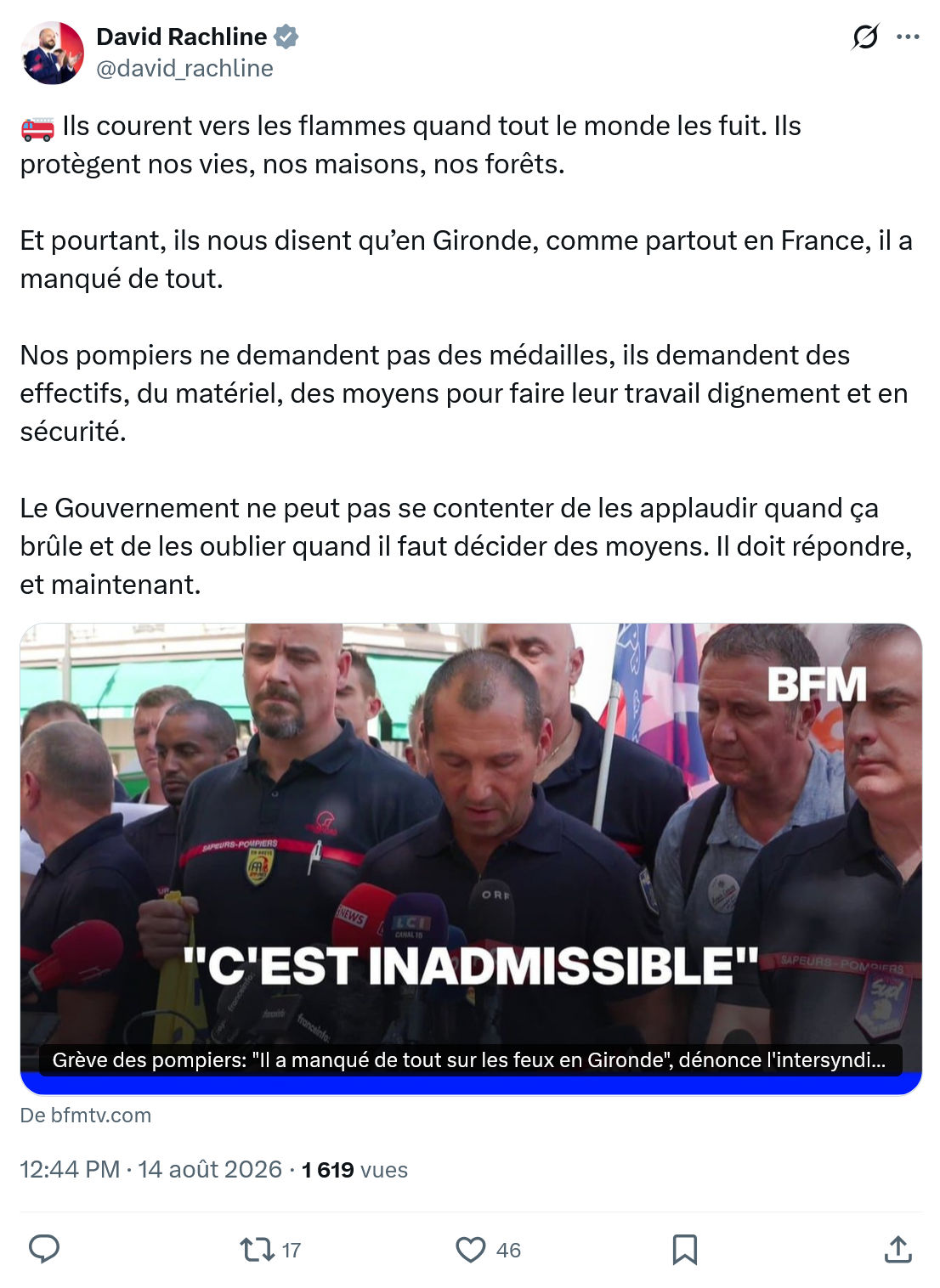 David Rachline: Ils courent vers les flammes quand...
