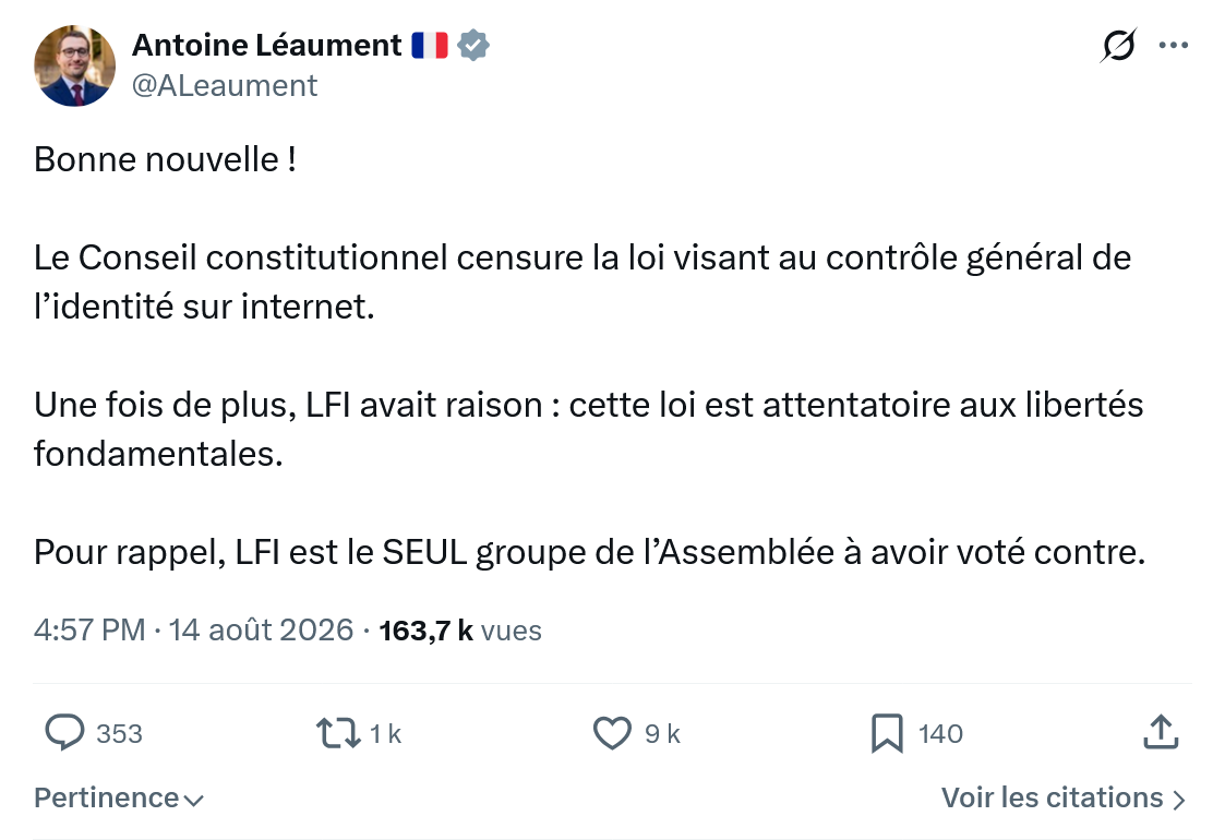 Antoine Léaument: Bonne nouvelle...