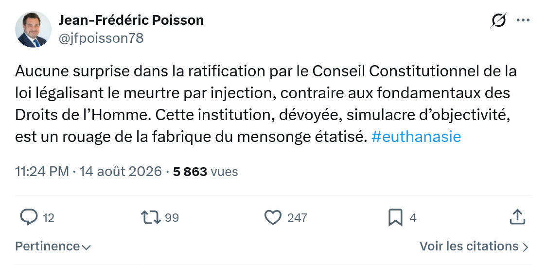 Jean-Frédéric Poisson: Aucune surprise dans la ratification...