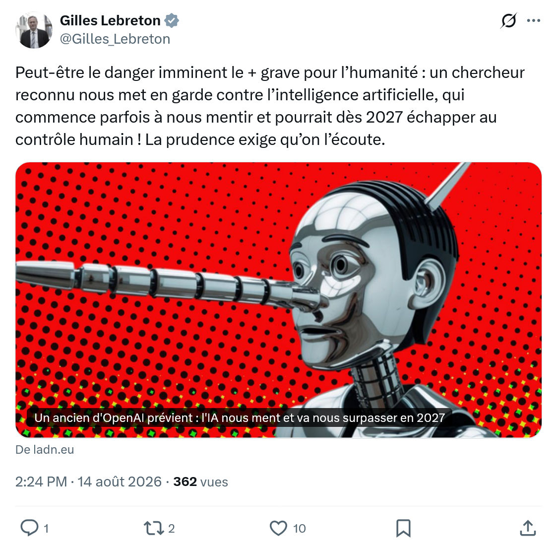 Gilles Lebreton: Peut-être le danger imminent le...