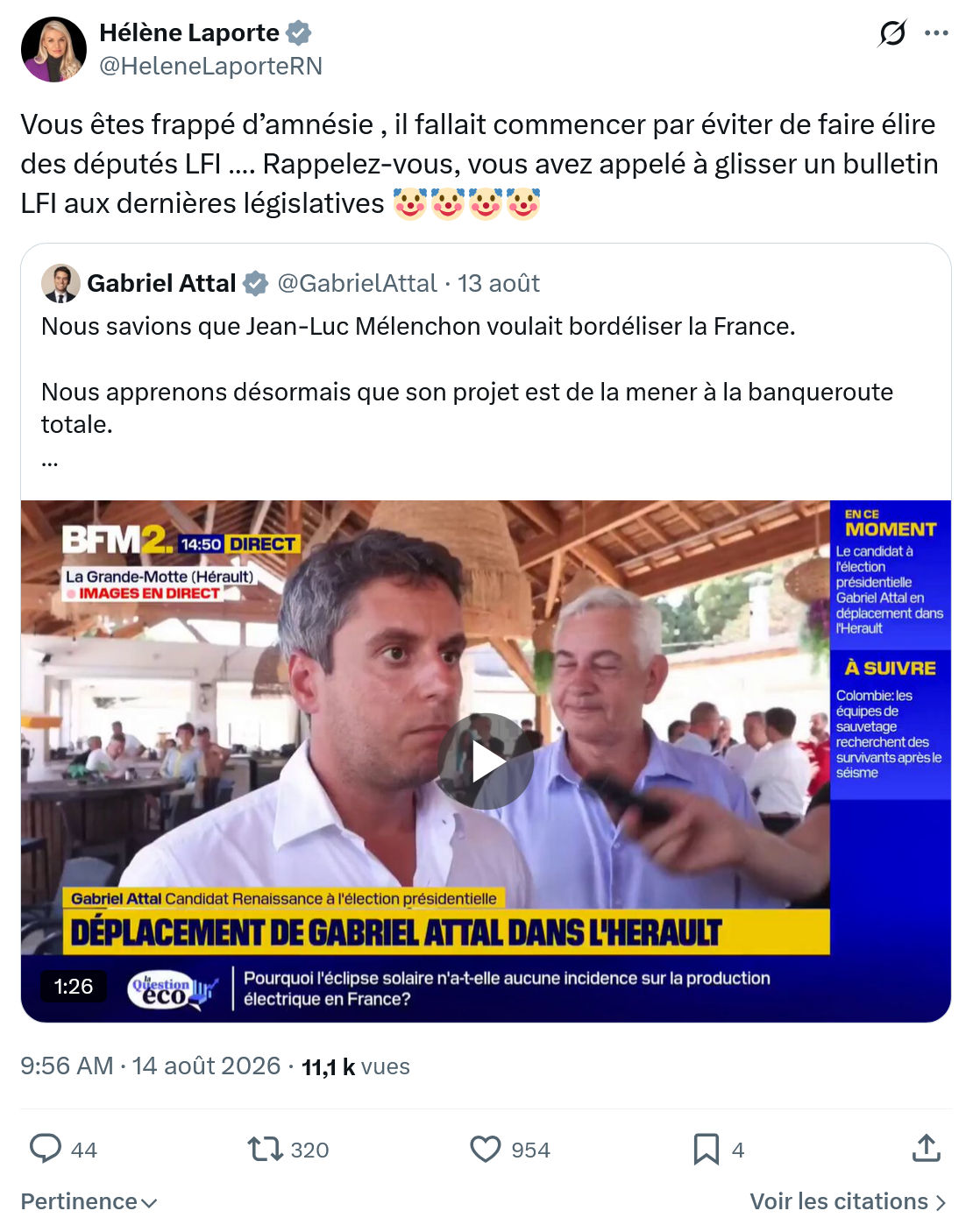Hélène Laporte: Vous êtes frappé d’amnésie...