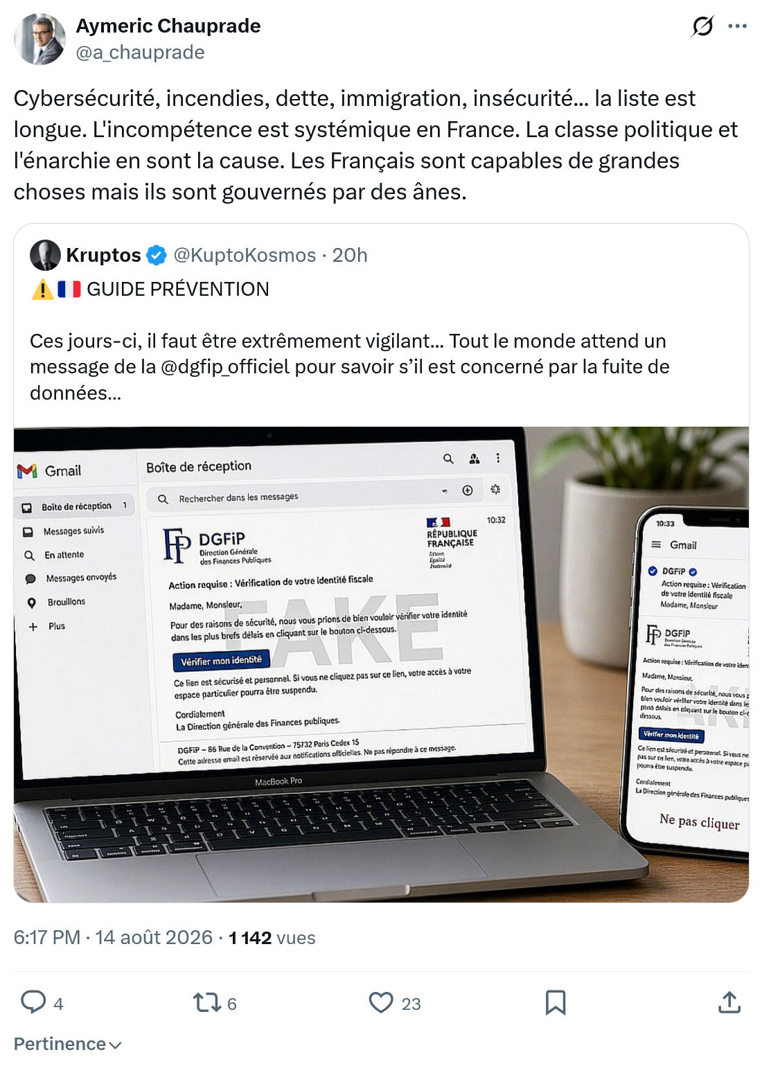 Aymeric Chauprad: Cybersécurité, incendies, dette, immigration, insécurité...