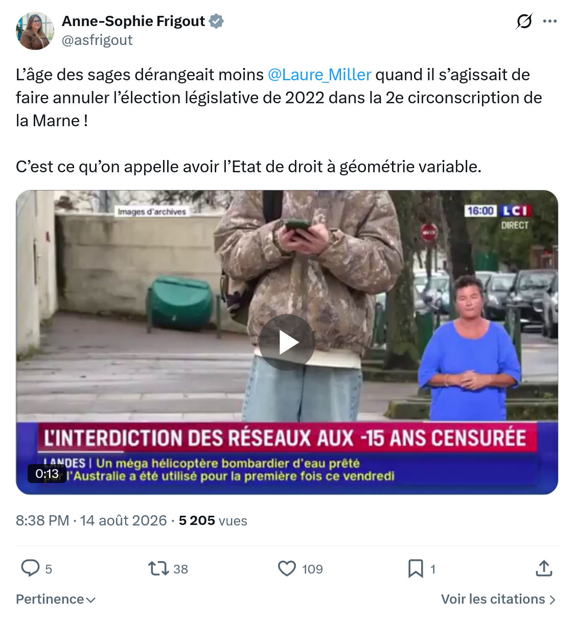Anne-Sophie Frigout: L’âge des sages dérangeait...