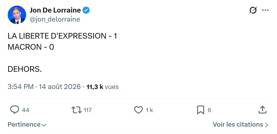 Jon De Lorraine: LA LIBERTE D'EXPRESSION...