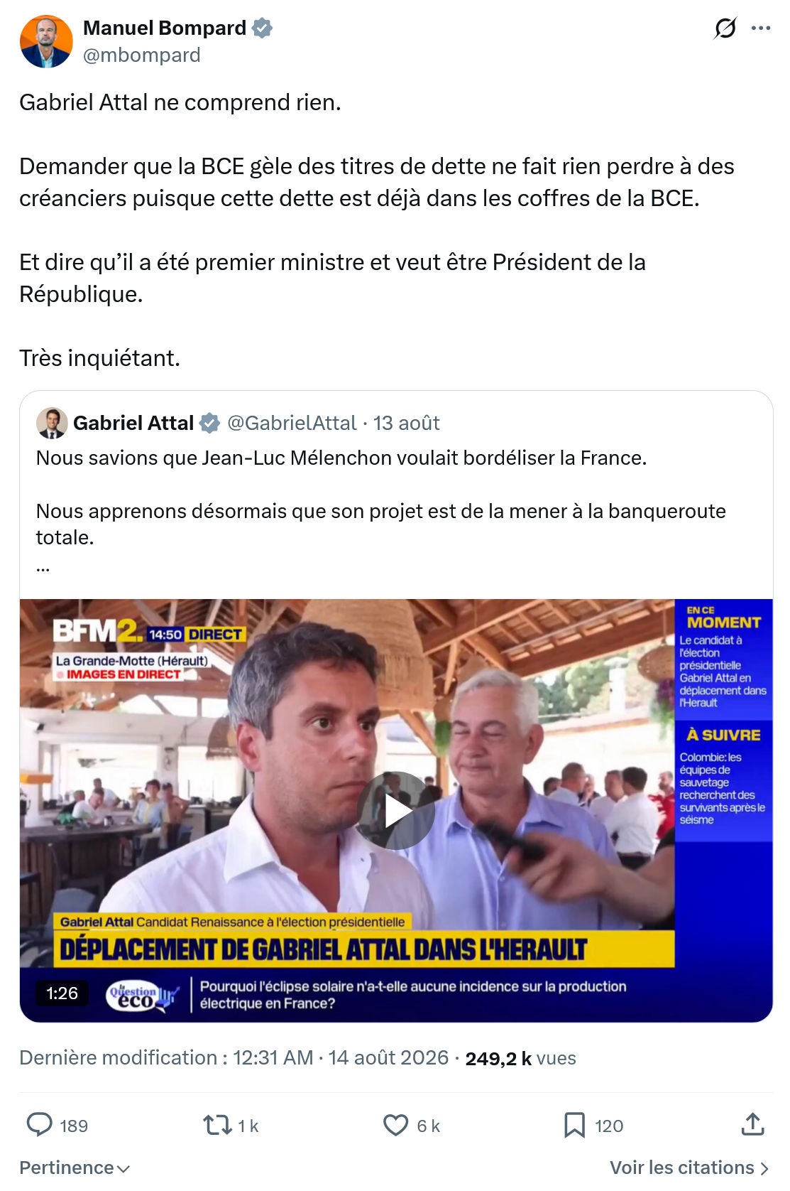 Manuel Bompard: Gabriel Attal ne comprend rien...