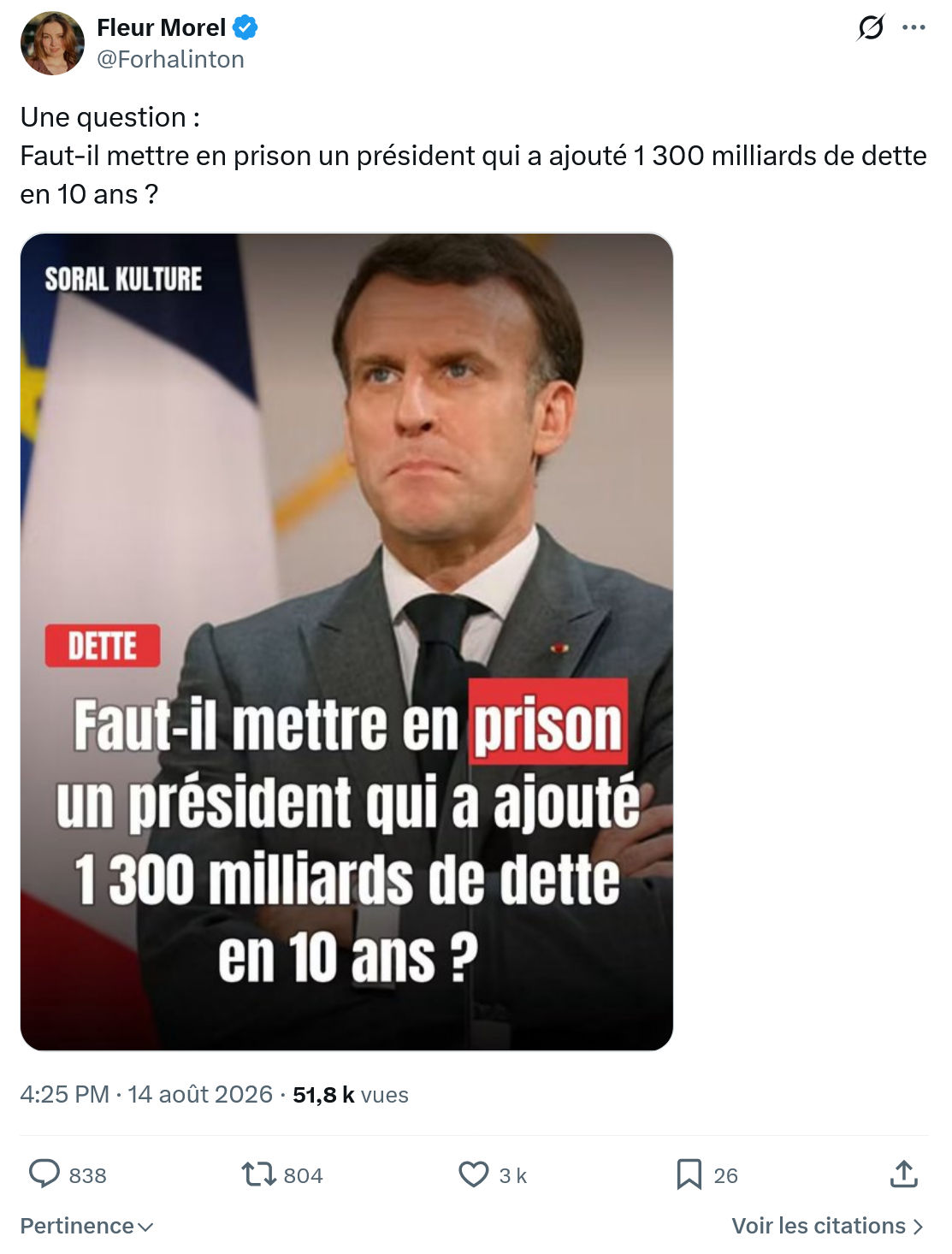 Fleur Morel: Une question...
