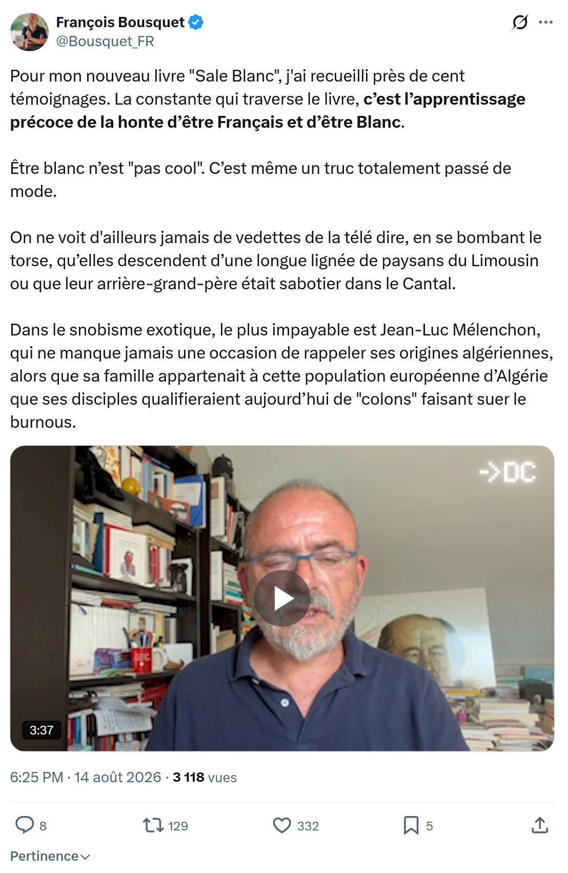 François Bousquet: Pour mon nouveau livre...