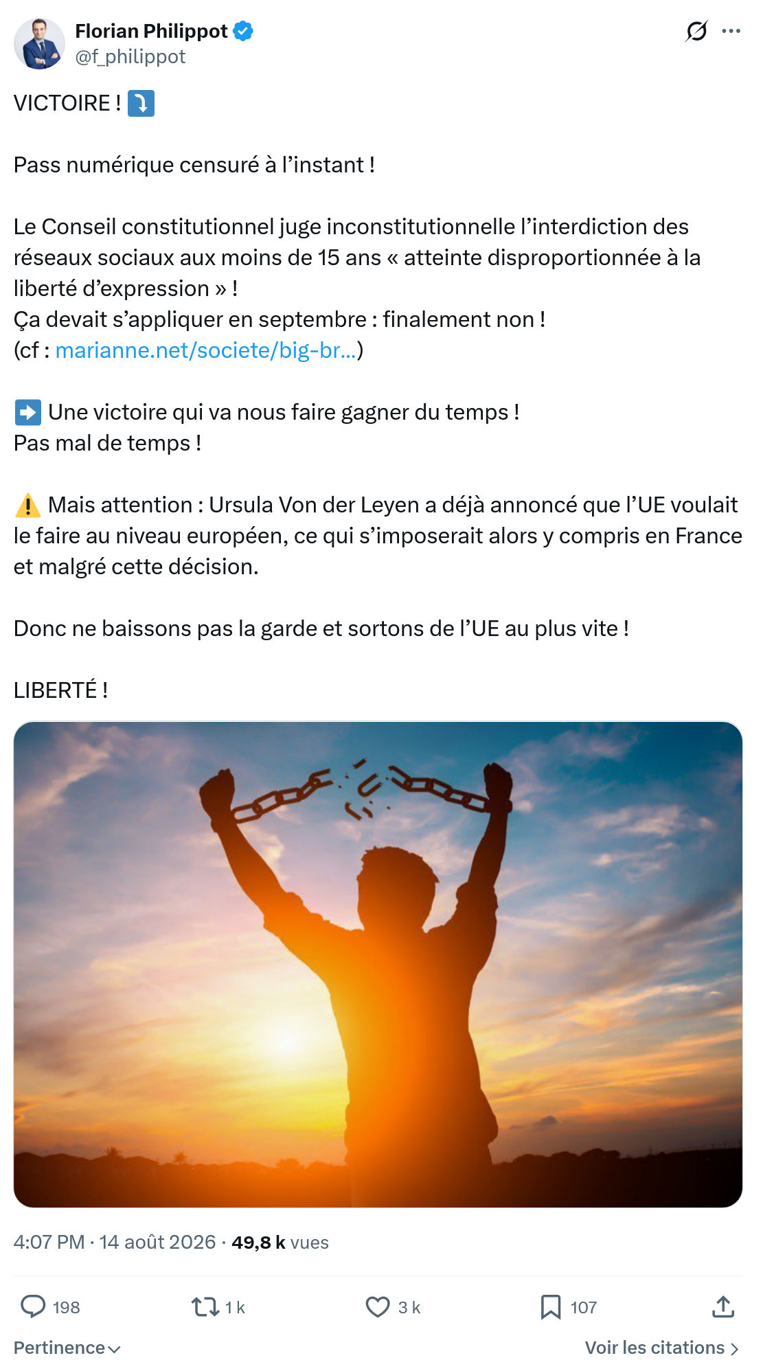 Florian Philippot: VICTOIRE...