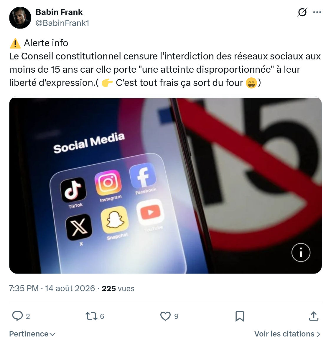 Frank Babin: Alerte info...