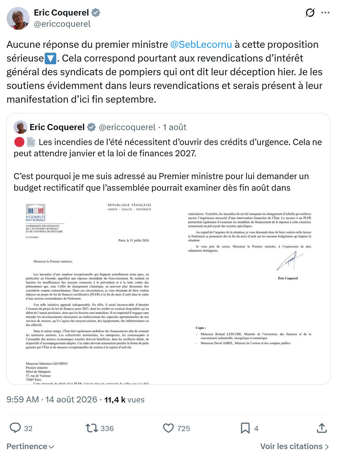Eric Coquerel: Aucune réponse du premier...
