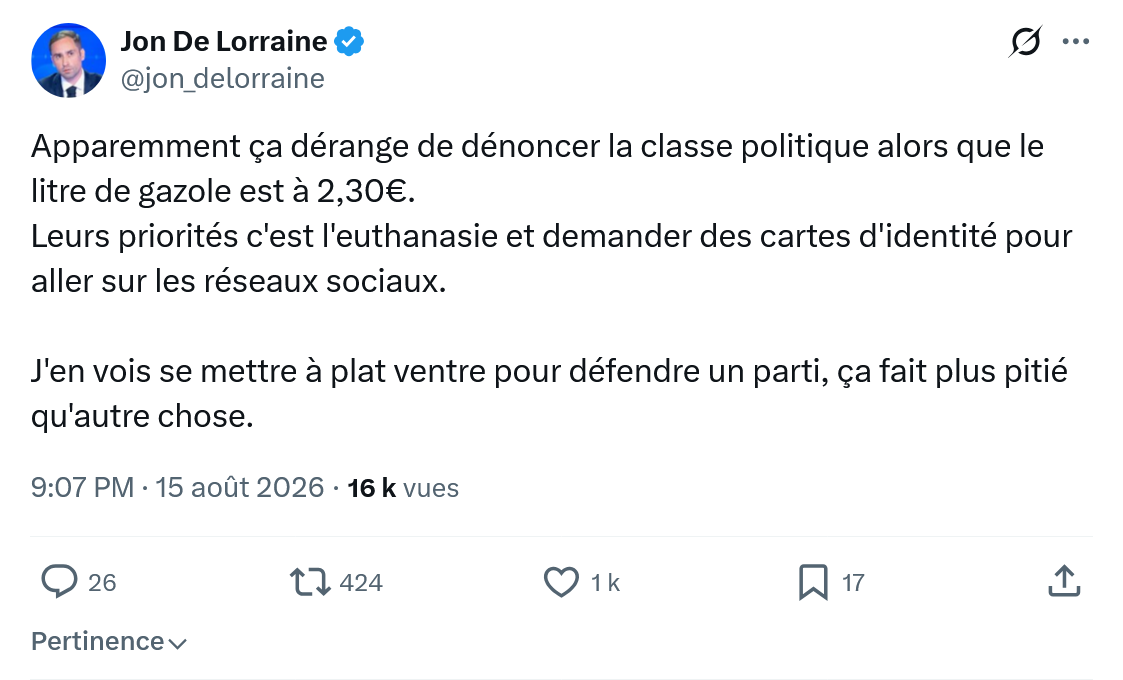 Jon De Lorraine: Apparemment ça dérange de dénoncer...