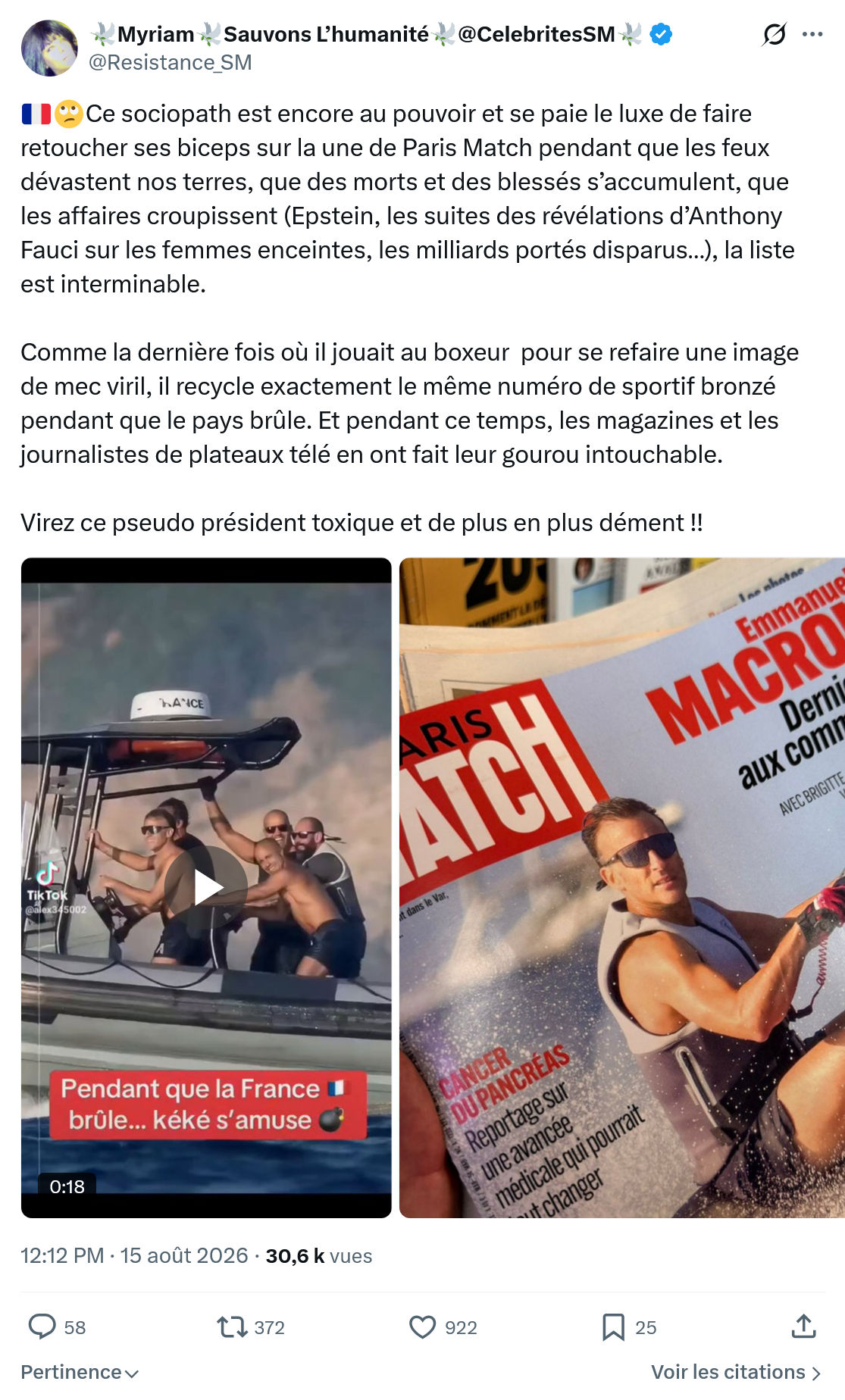 Myriam: Ce sociopath est encore au pouvoir...