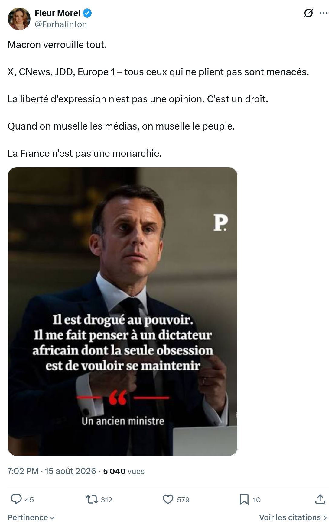 Fleur Morel: Macron verrouille tout...