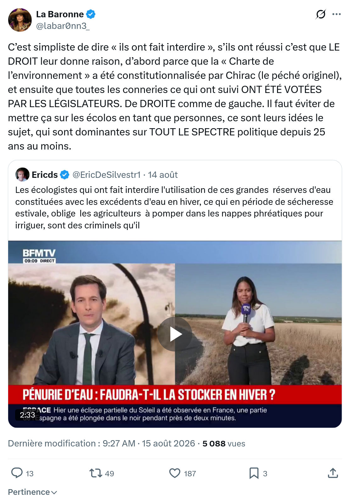 La Baronne: C’est simpliste de dire « ils ont fait interdire »...